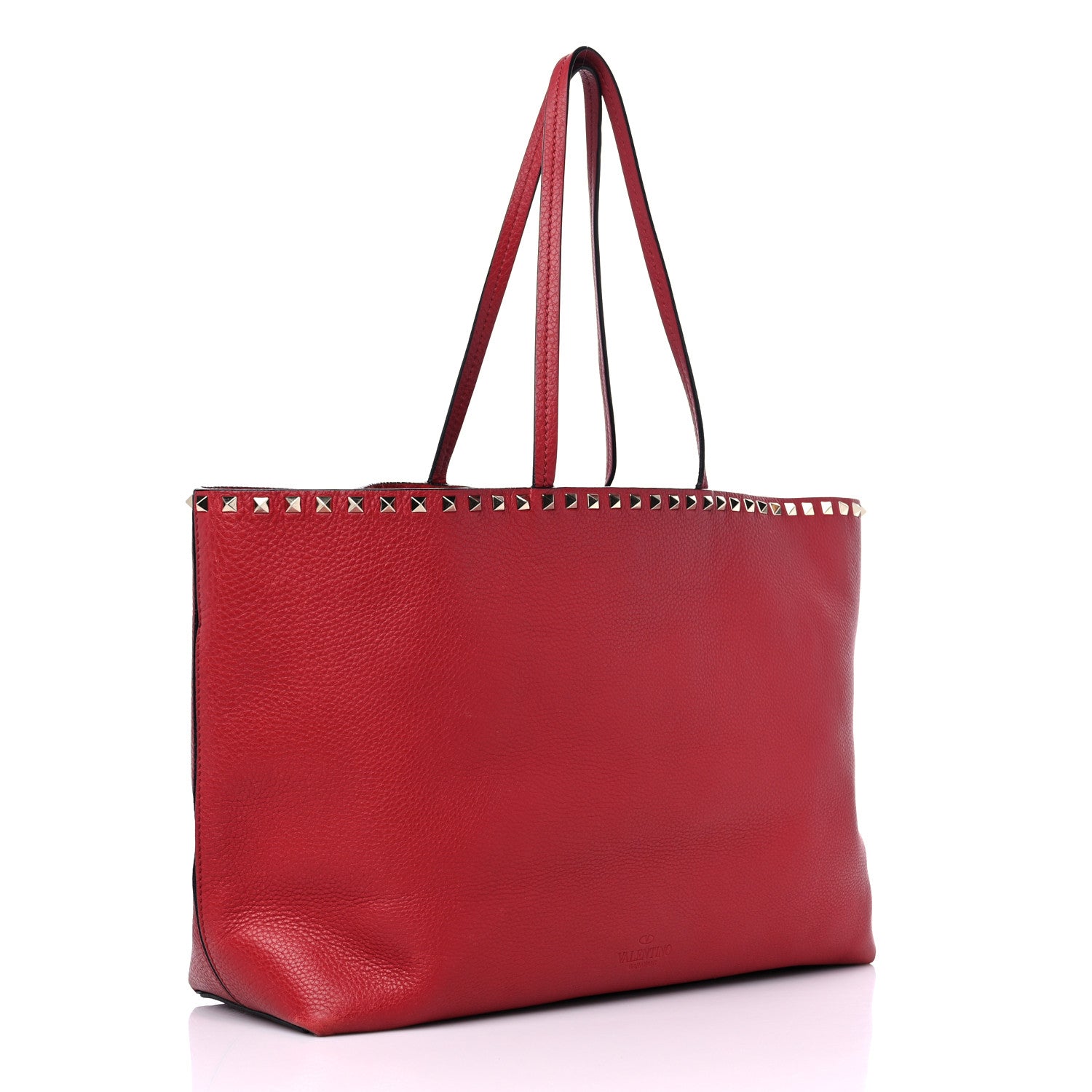 Valentino Garavani Grained Calfskin Rockstud Shoulder Tote Rosso Valentino 3 of 14