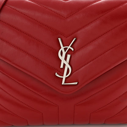 Saint Laurent Calfskin Y Quilted Monogram Medium Loulou Chain Satchel Rouge Eros 9 of 16