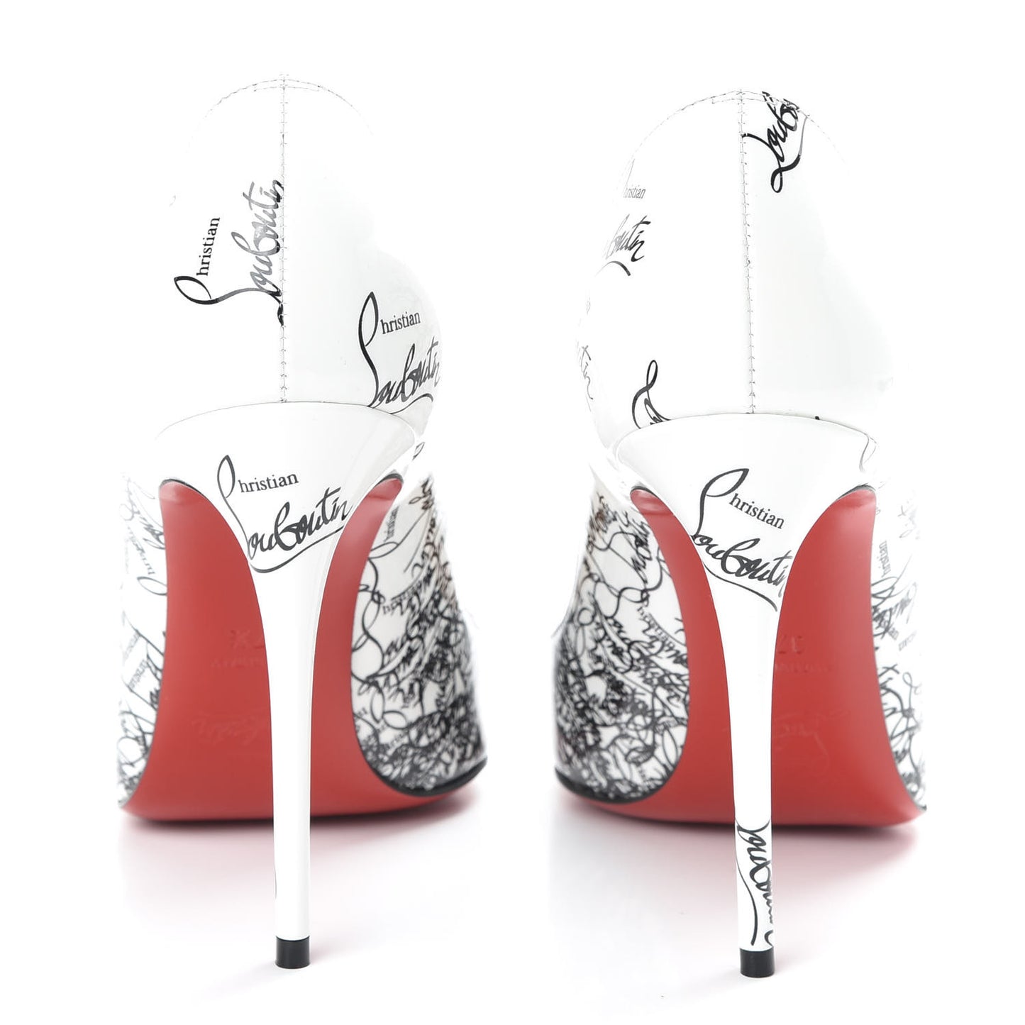 Patent Degraloubi Printed Pigalle Follies 100 Pumps 37.5 Black