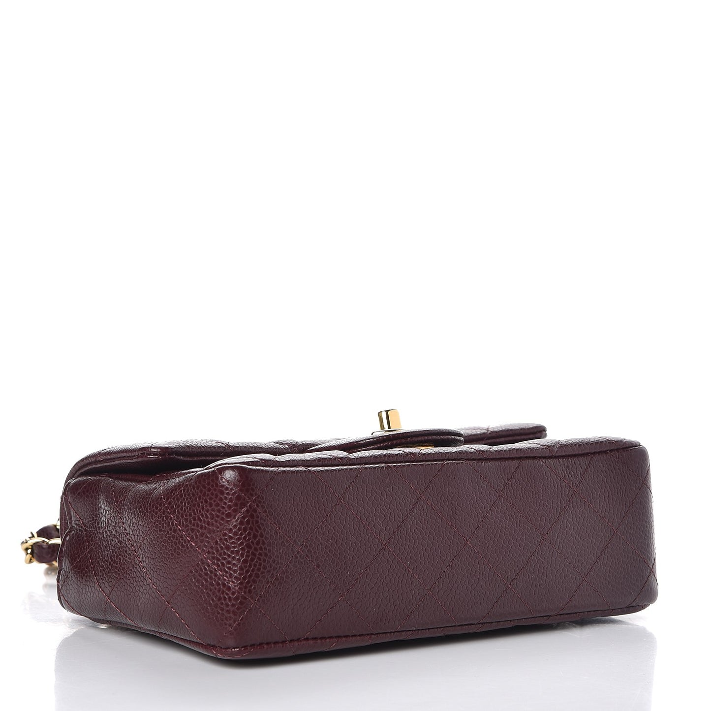 Caviar Quilted Mini Rectangular Flap Burgundy