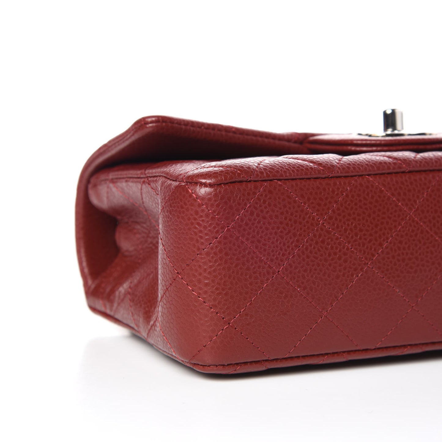 Caviar Quilted Mini Rectangular Flap Rouge Fonce