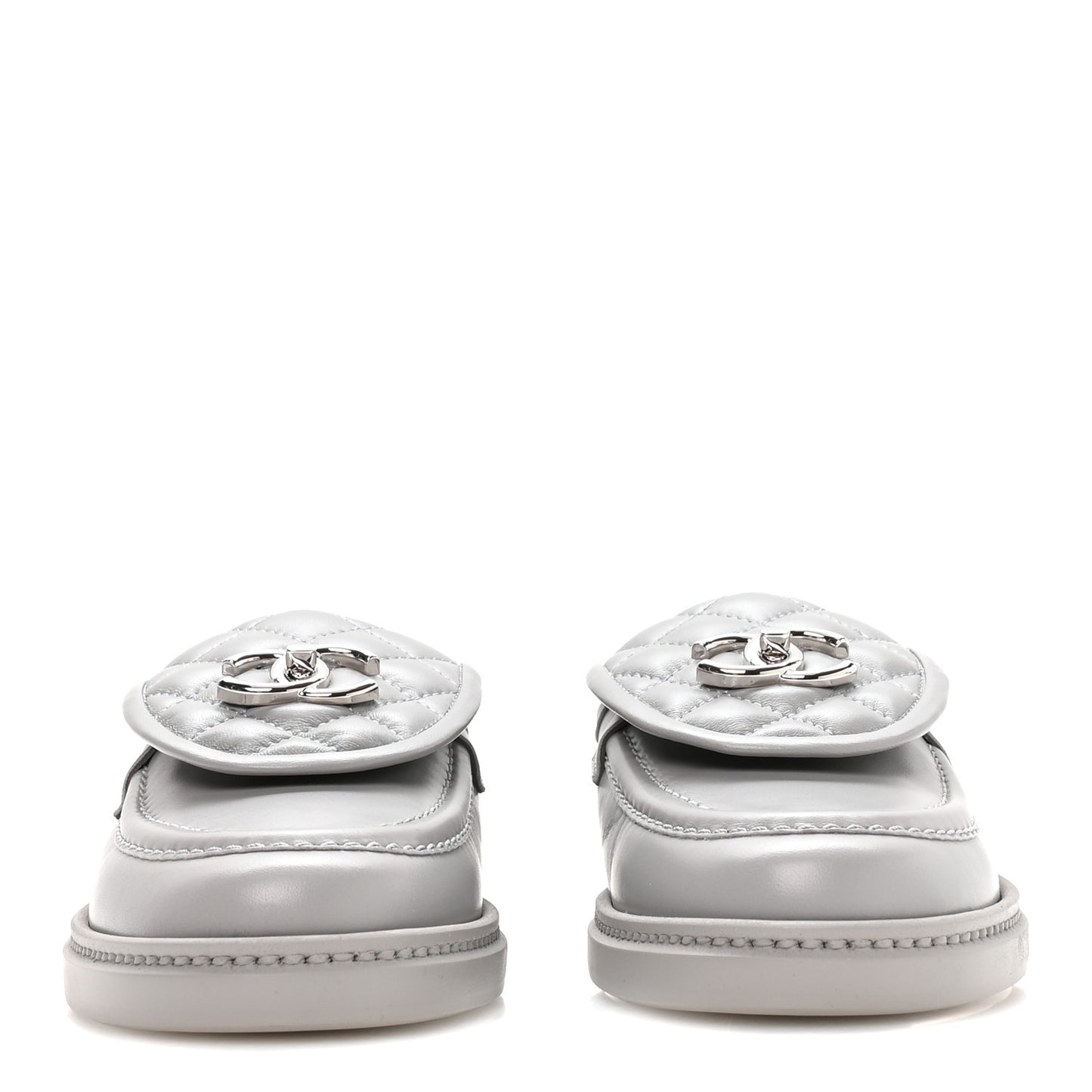 Lambskin Quilted CC Turnlock Loafers 39 Grey