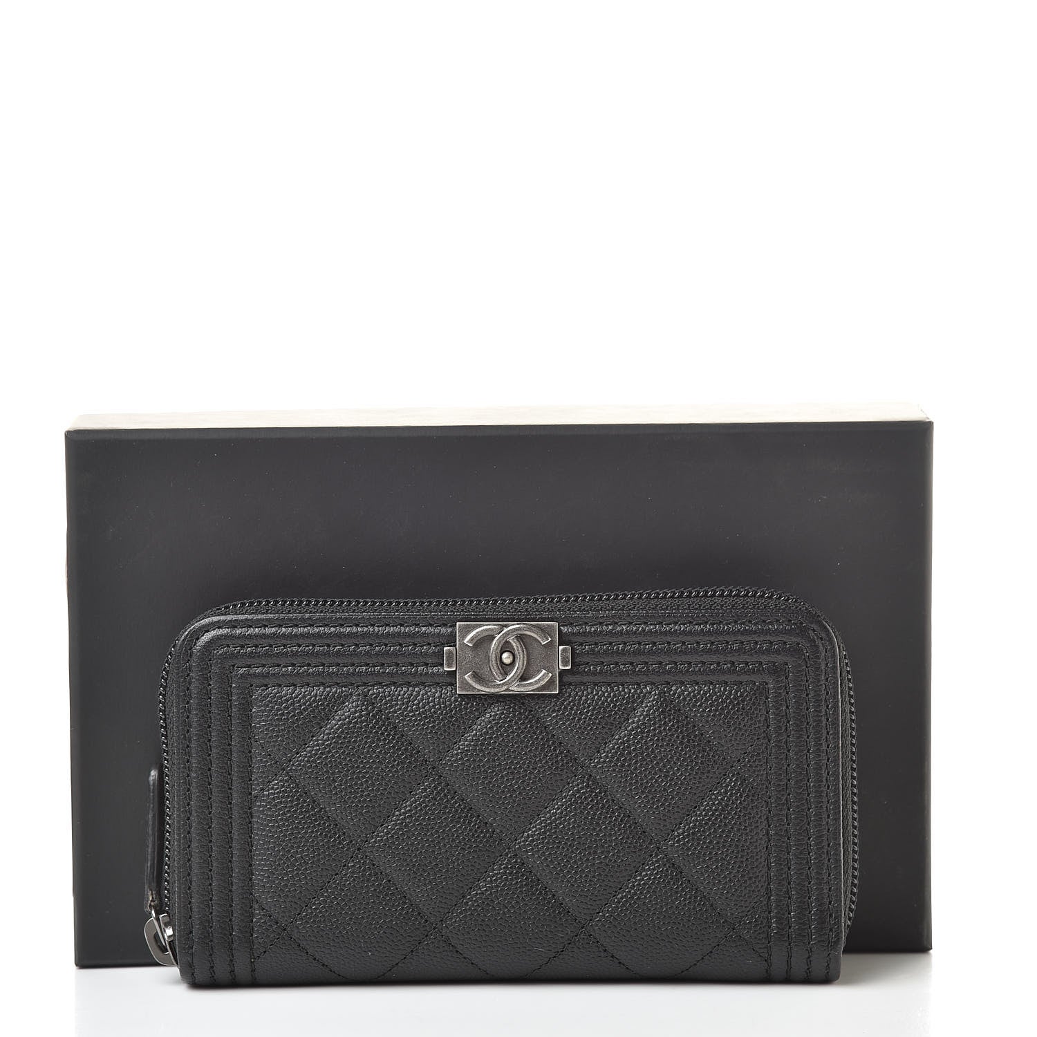 Chanel Caviar Quilted Small Boy Zip Around Wallet Black 10 of 10