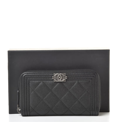 Chanel Caviar Quilted Small Boy Zip Around Wallet Black 10 of 10
