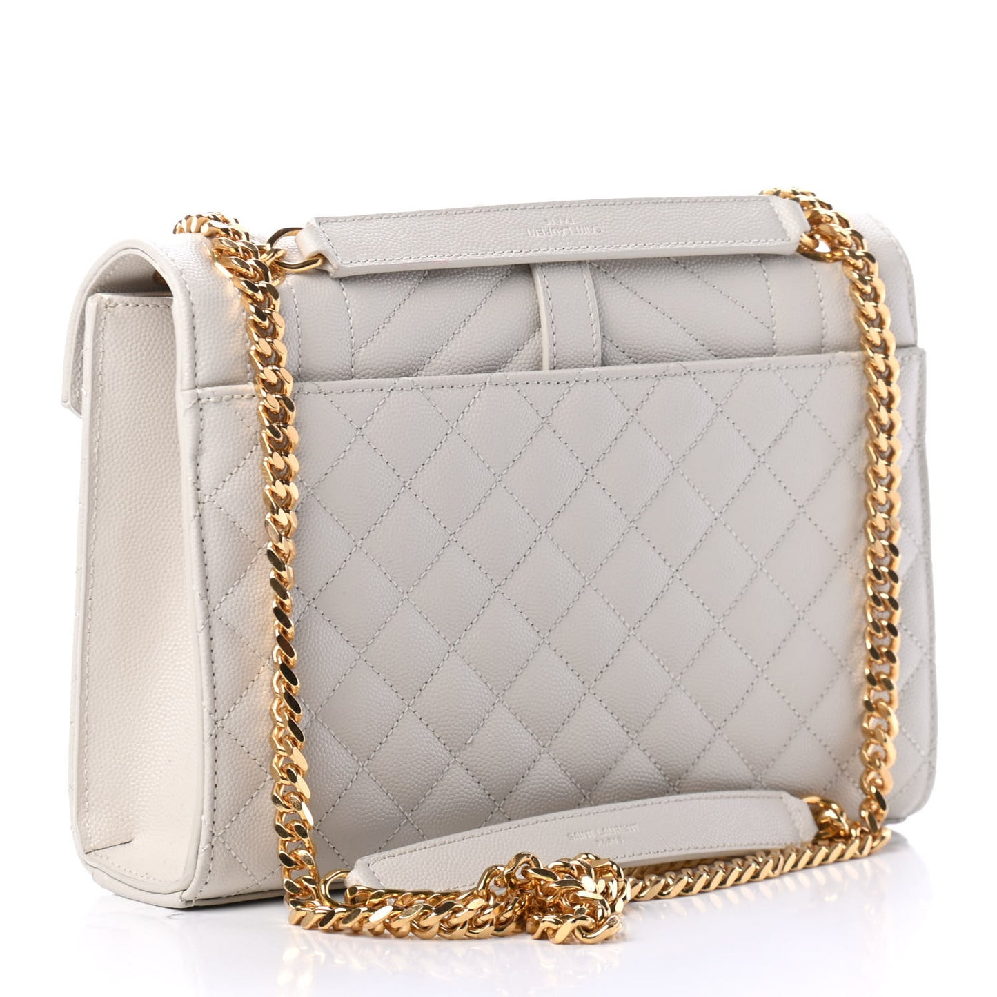 Grain De Poudre Textured Mixed Matelasse Medium Triquilt Monogram Satchel Porcellana