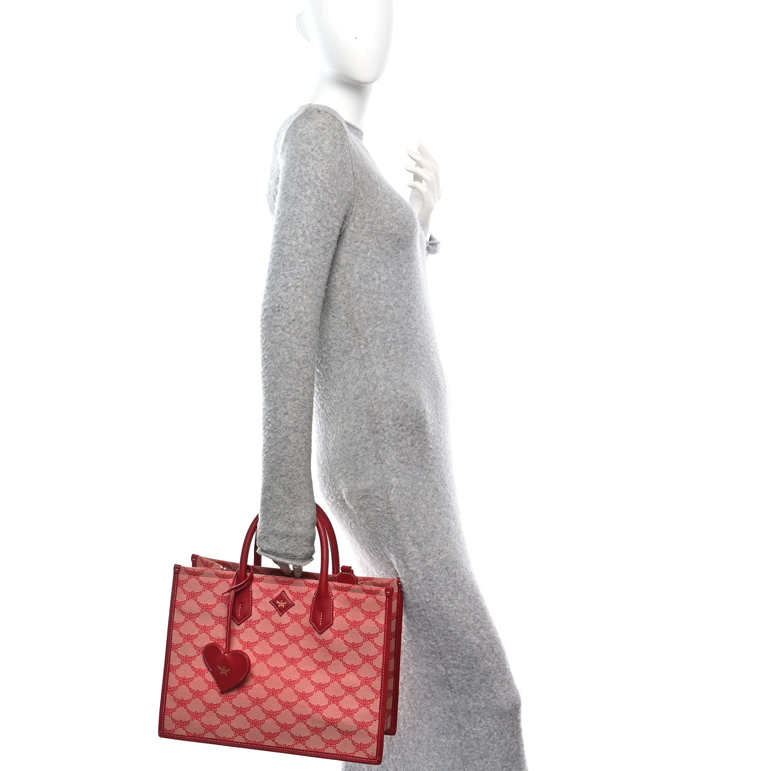 MCM Lauretos Nappa Medium Himmel Shopper Tote Red 2 of 9