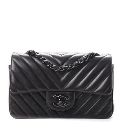 Chanel Lambskin Chevron Quilted Mini Rectangular Flap So Black 1 of 8