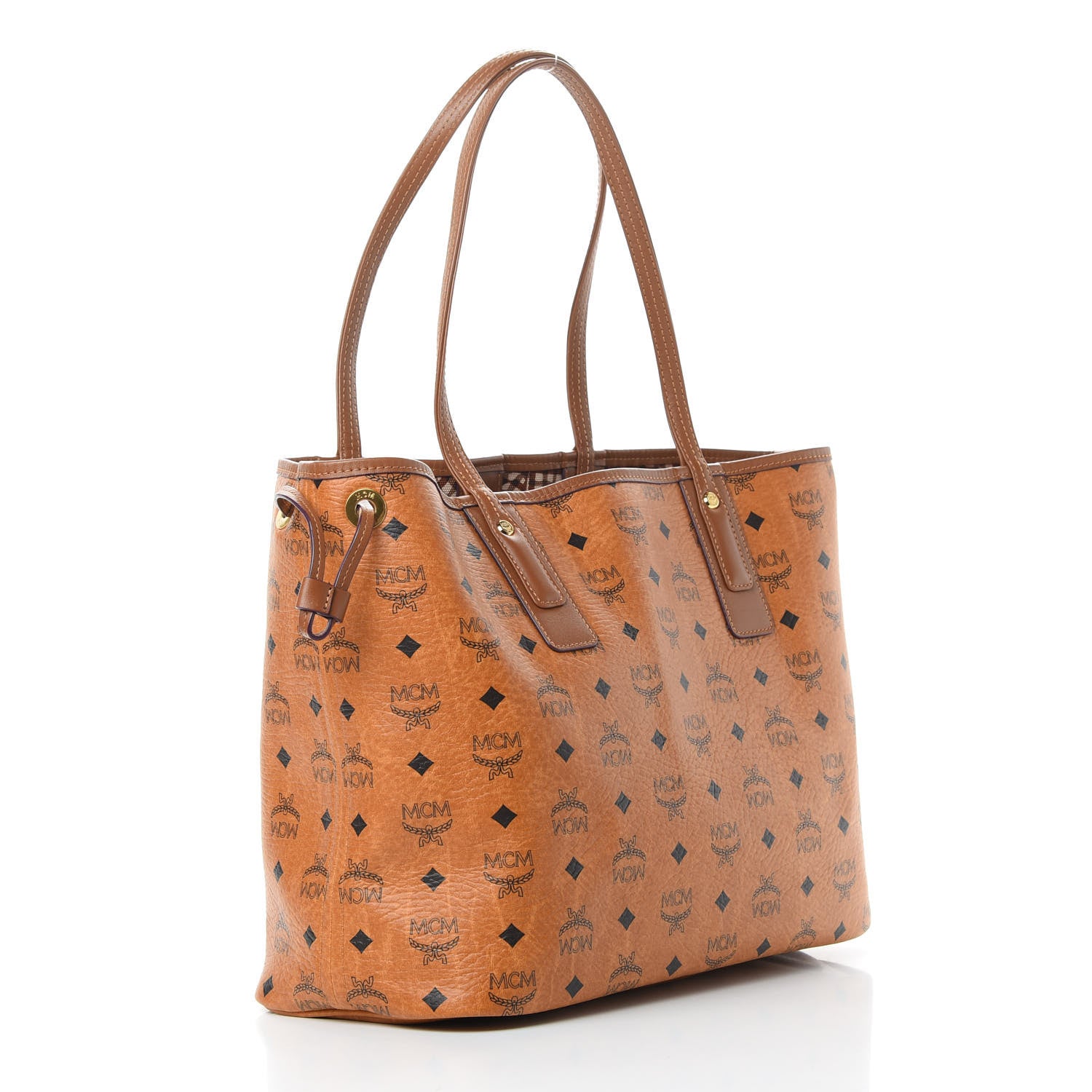 MCM Visetos Medium Liz Reversible Shopper Tote Cognac 5 of 16