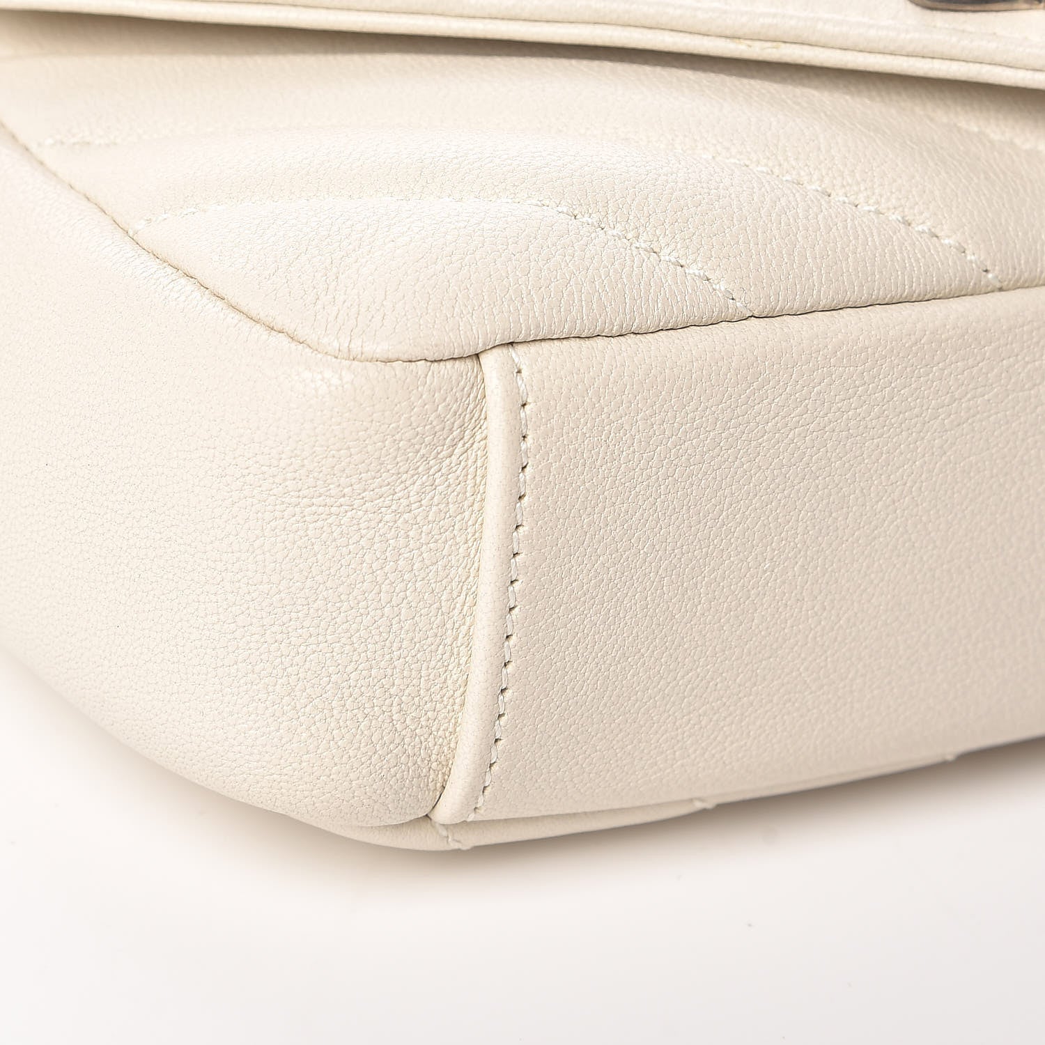 Saint Laurent Sheepskin Matelasse Monogram Classic Baby Chain Bag White 9 of 17