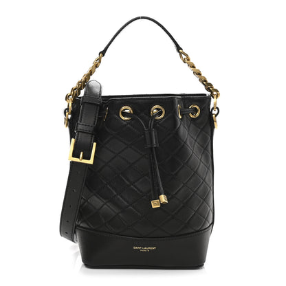 Saint Laurent Lambskin Quilted Small Emmanuelle Bucket Bag Black 1 of 11