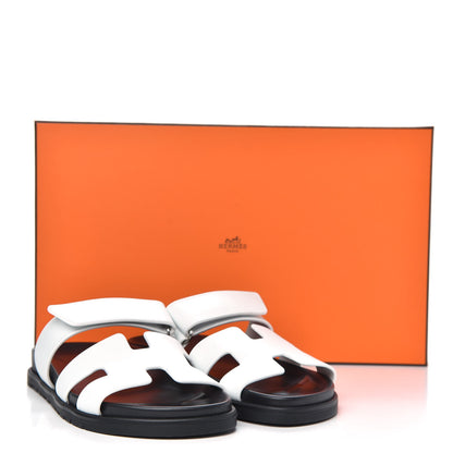 Hermes Calfskin Womens Chypre Sandals 37.5 White 9 of 9
