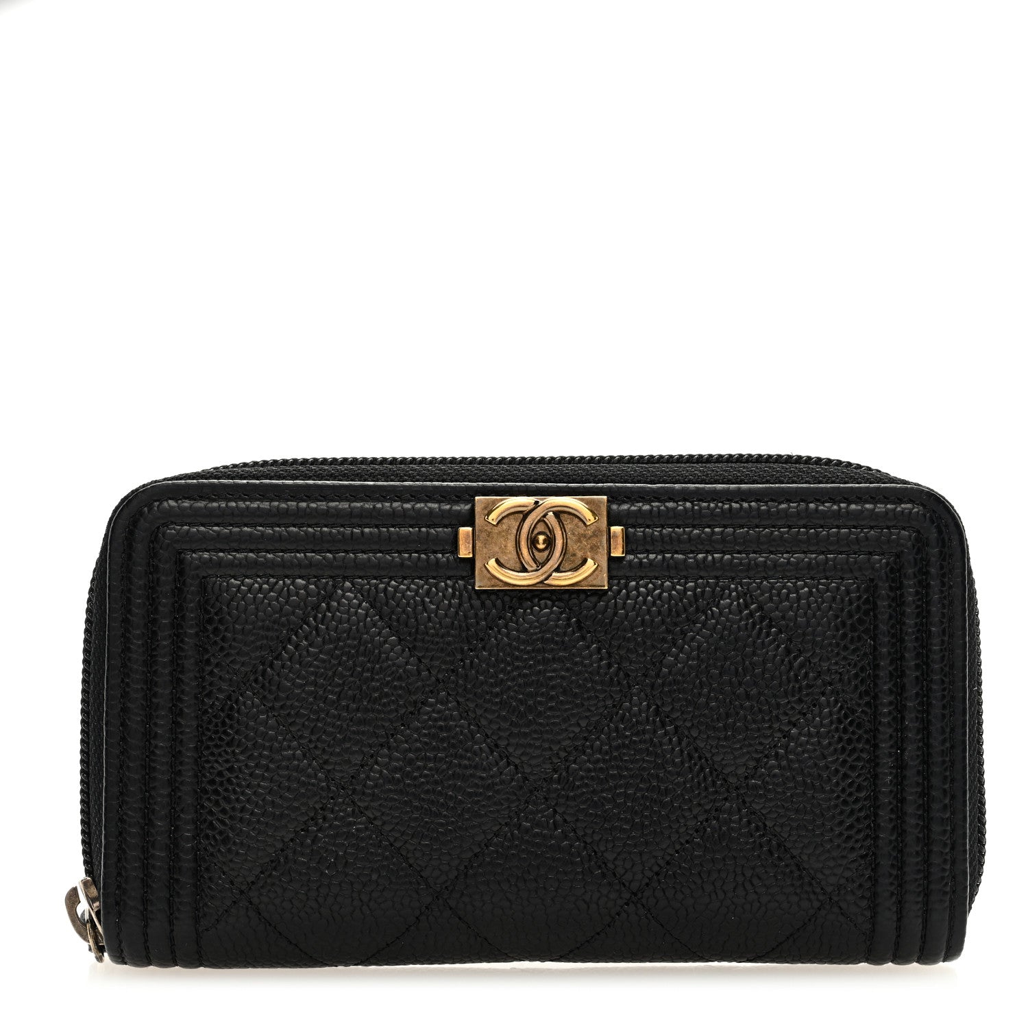 Chanel Caviar Quilted Small Boy Zip Around Wallet Black 1 of 6