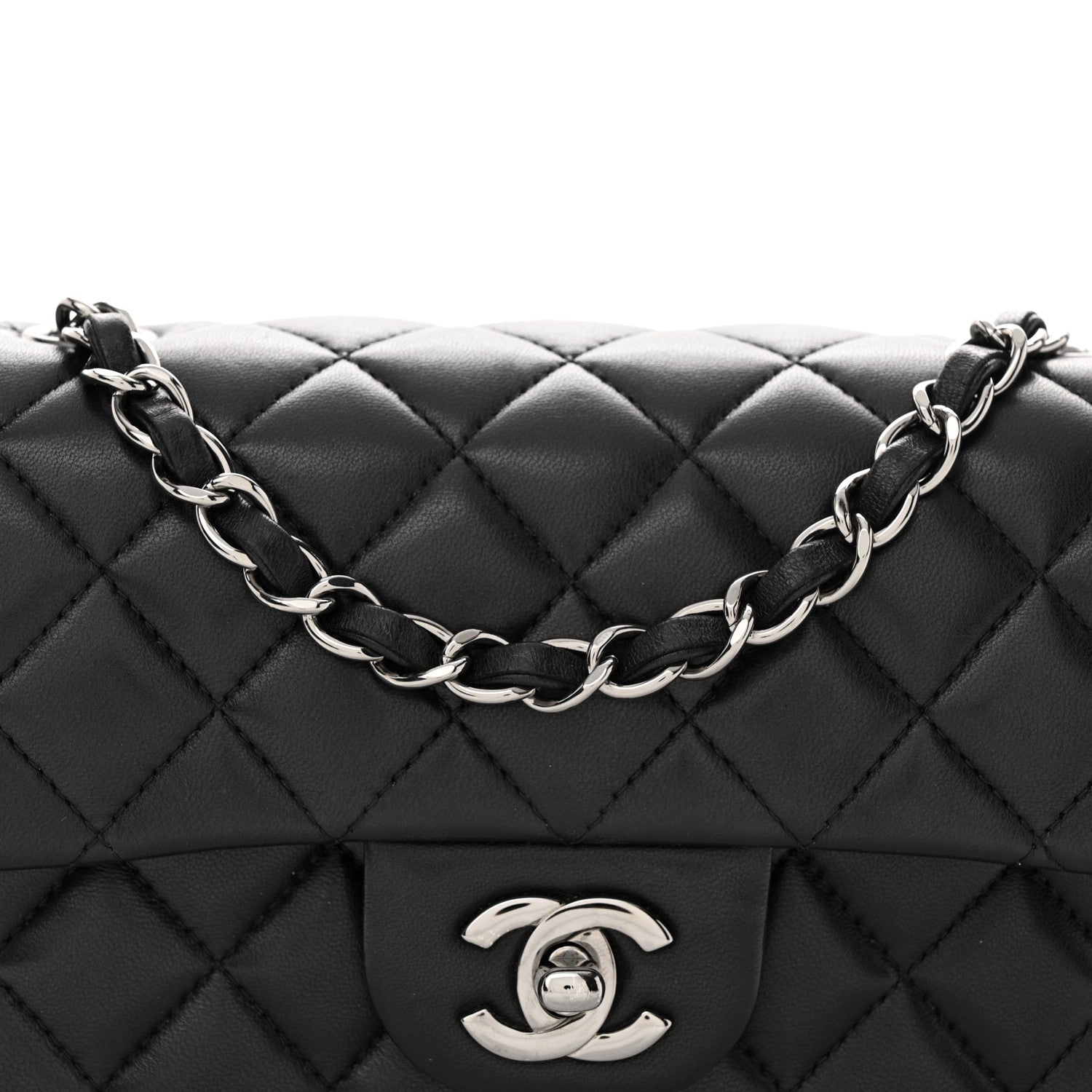 Chanel Lambskin Quilted Mini Rectangular Flap Black 8 of 10