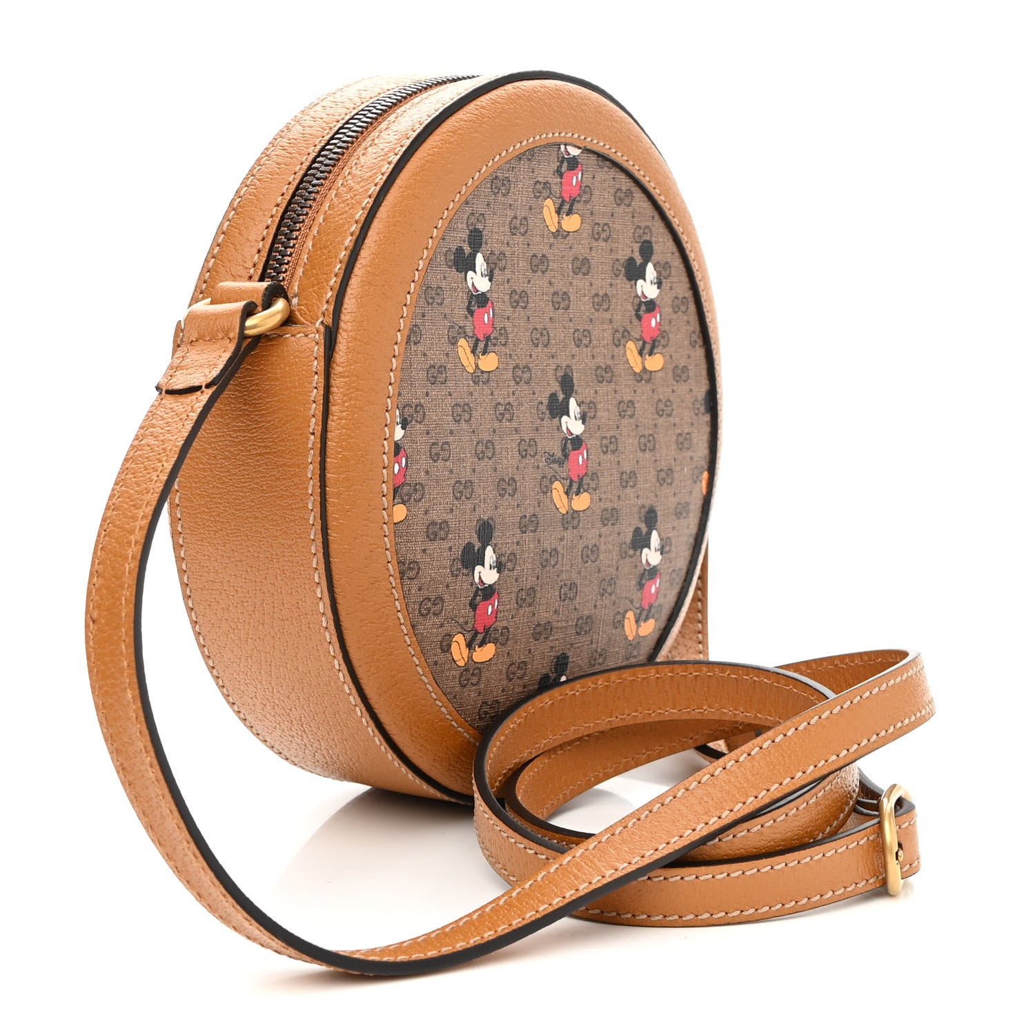 Gucci X DISNEY Mini Vintage GG Supreme Monogram Mickey Mouse Round Shoulder Bag Beige Vintage Sun Oil 3 of 10