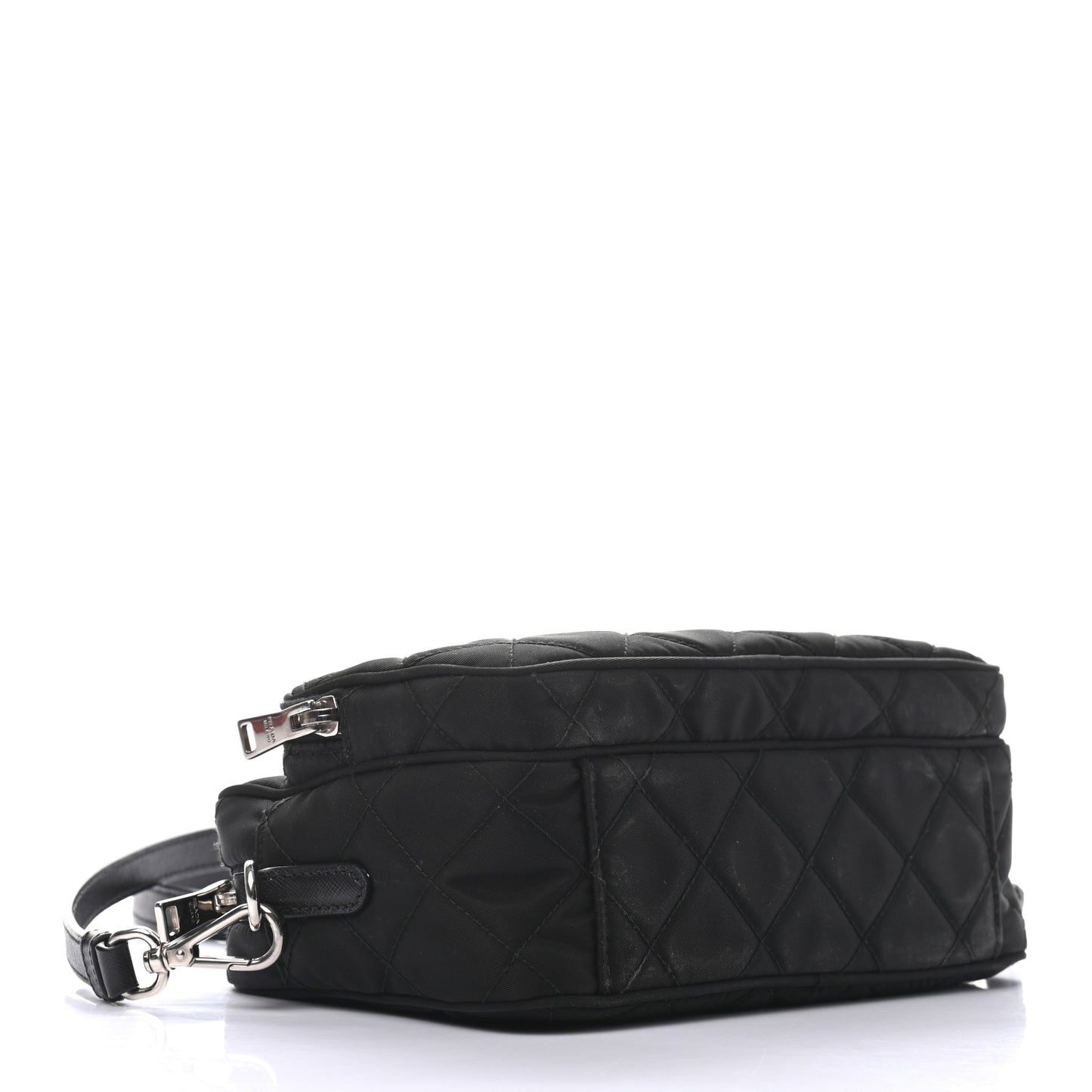 Nylon Tessuto Impuntu Quilted Crossbody Bag Black