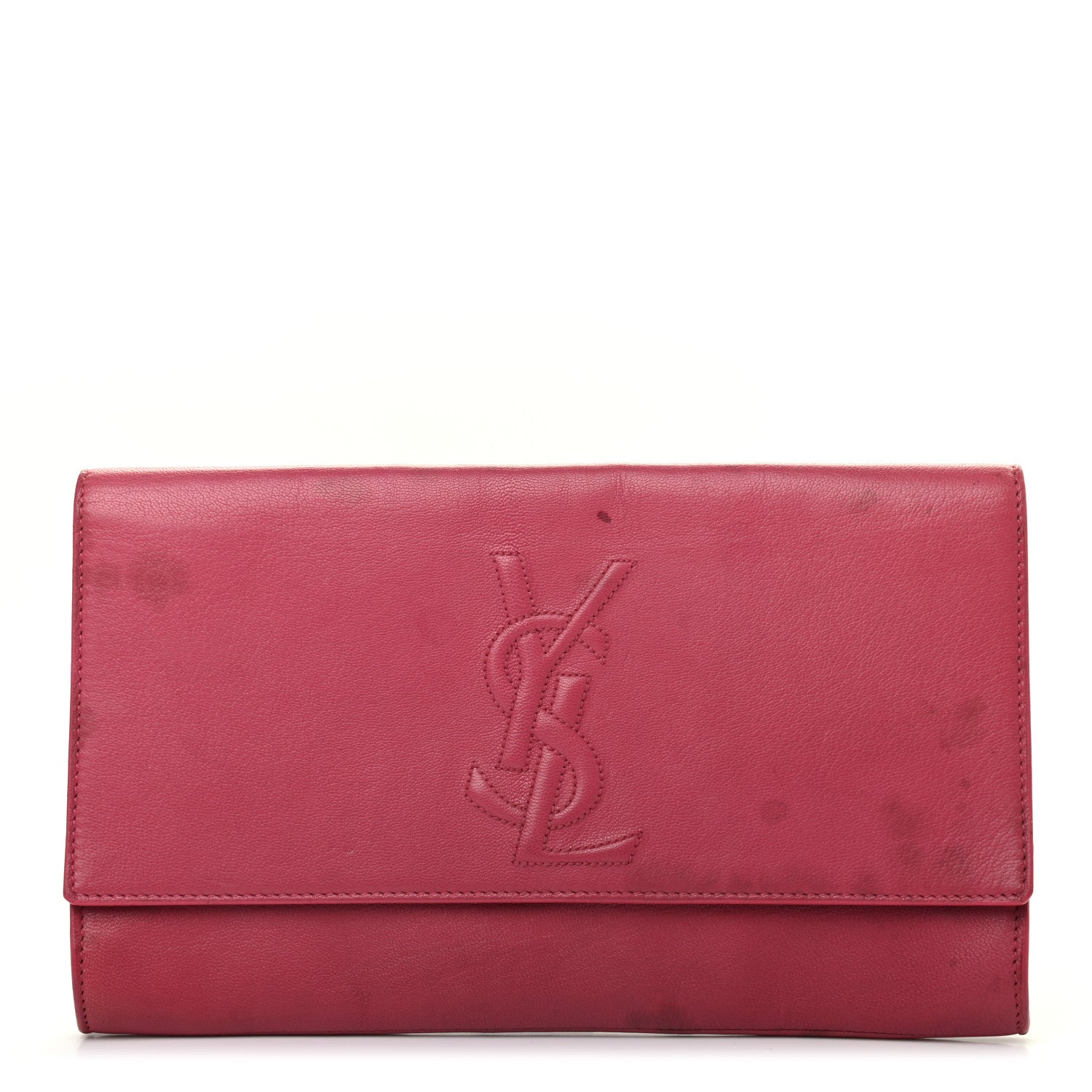 Saint Laurent Goatskin Monogram Large Belle De Jour Clutch Lipstick Fuchsia 1 of 11