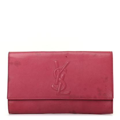 Saint Laurent Goatskin Monogram Large Belle De Jour Clutch Lipstick Fuchsia 1 of 11