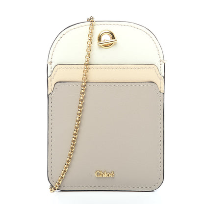 Chloe Smooth Calfskin Walden Card Holder On Chain Pastel Grey 1 of 5