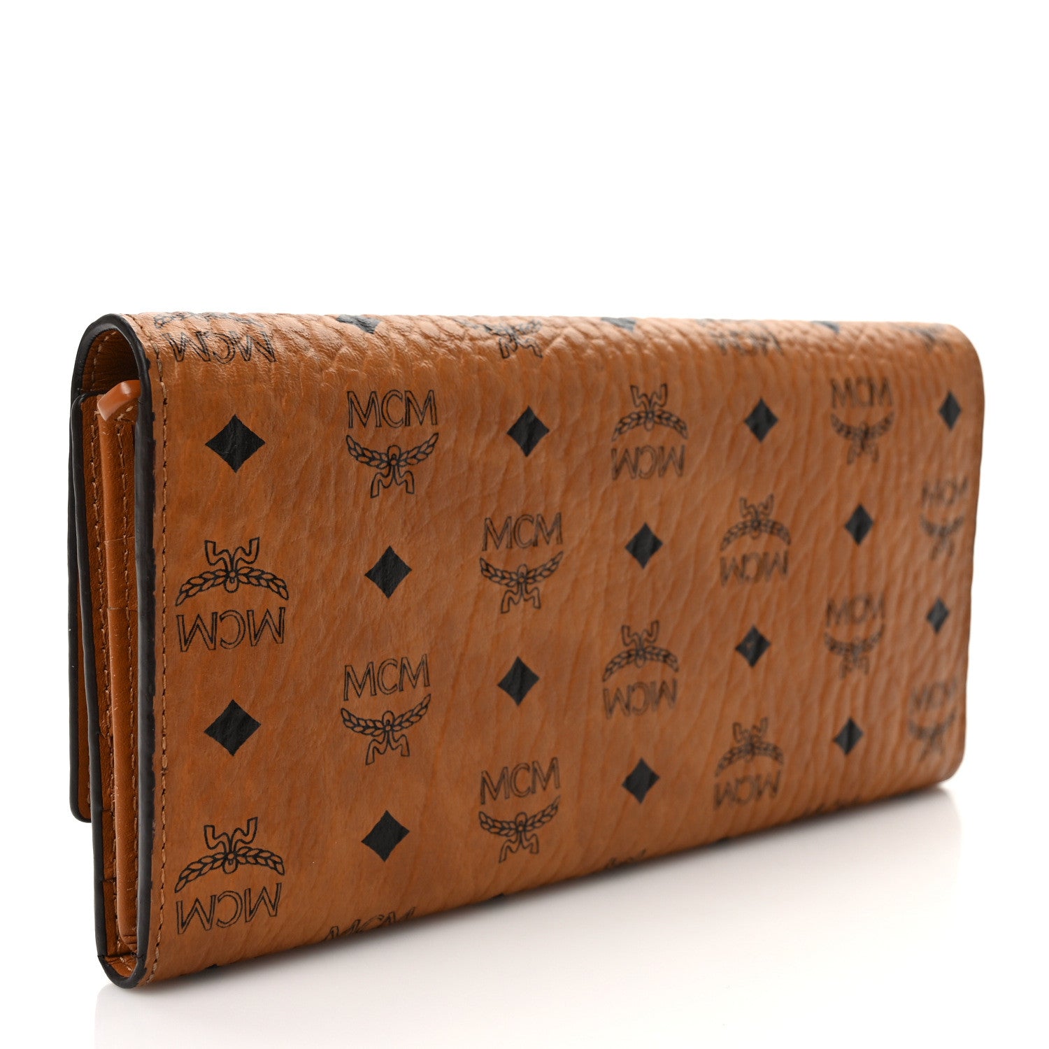 MCM Visetos Large Trifold Flap Wallet Cognac 3 of 7
