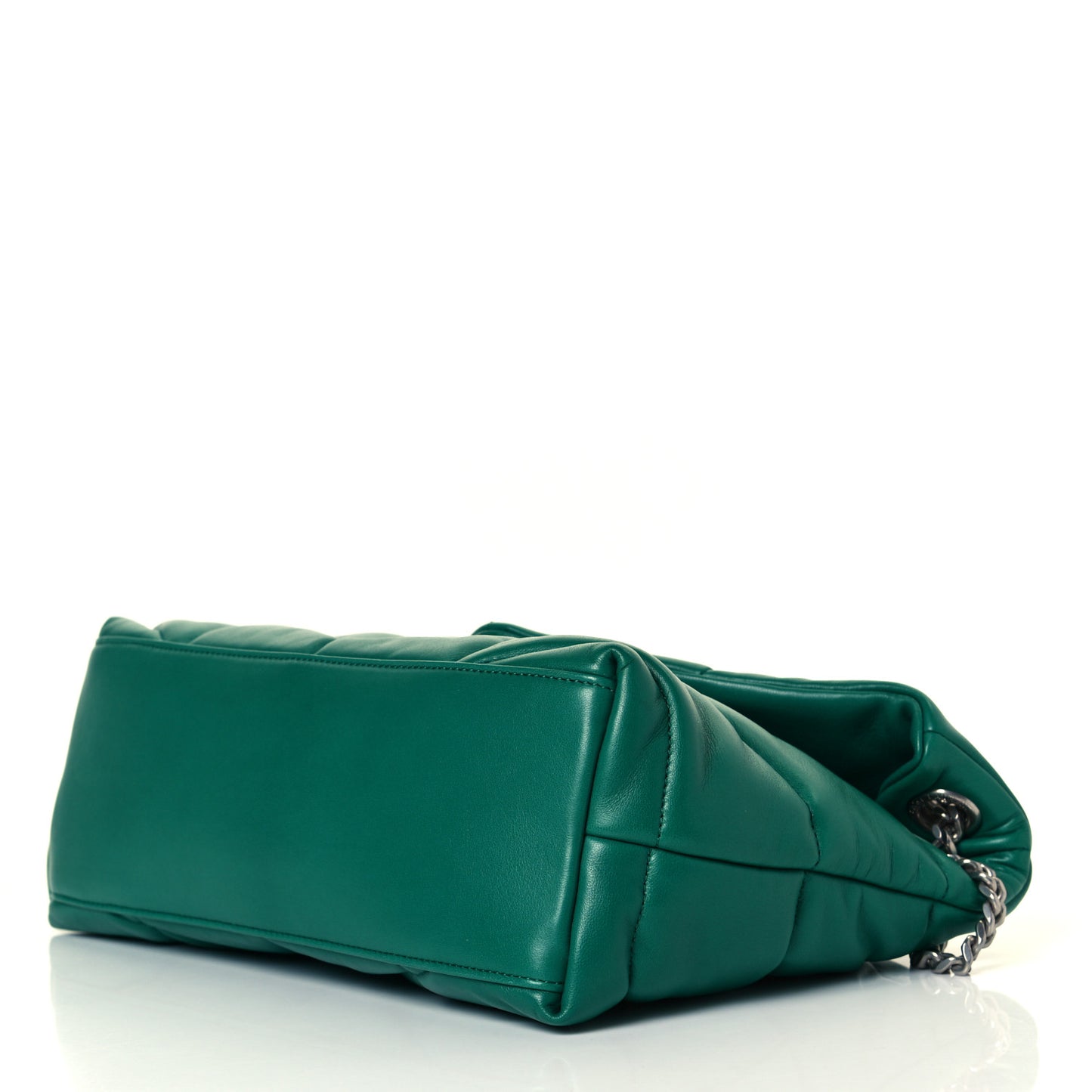 Lambskin Quilted Small Loulou Puffer Monogram Chain Satchel Green Field