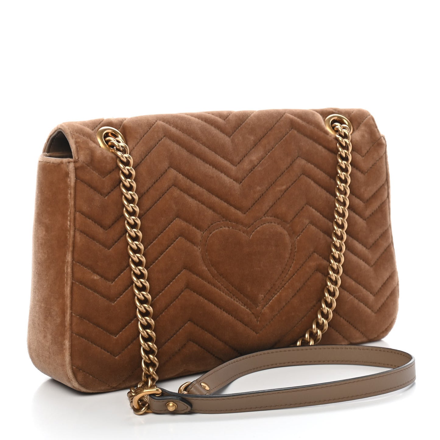 Velvet Matelasse Medium GG Marmont Shoulder Bag Taupe