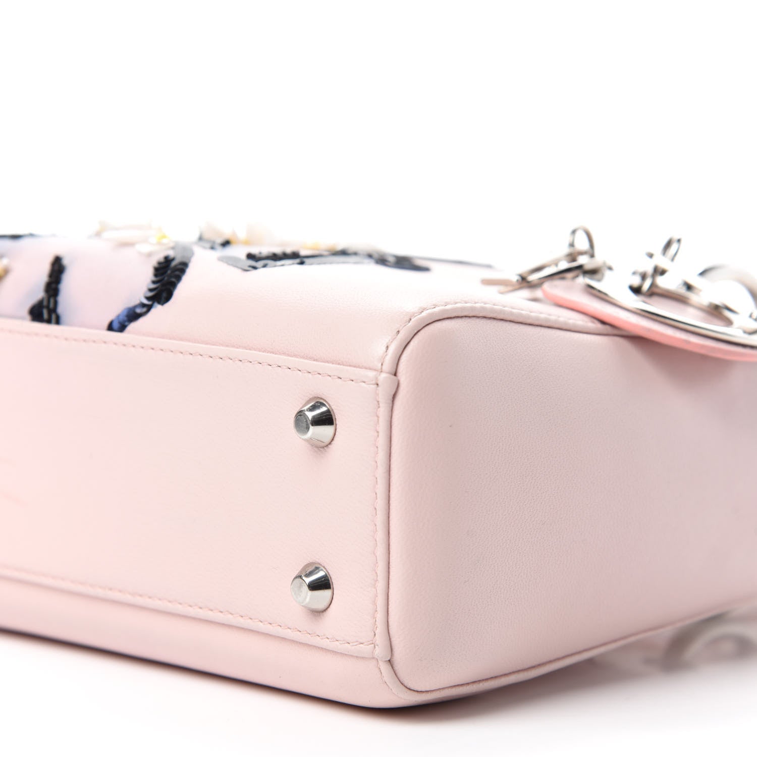 Christian Dior Lambskin Sequin Embroidered Mini Lady Dior Pink 7 of 13