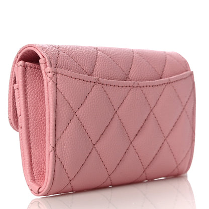 Chanel Caviar Quilted Flap Card Holder Wallet Light Pink 3 of 12