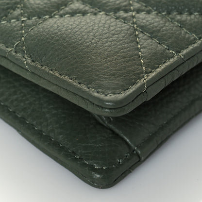 Christian Dior Calfskin Cannage Caro Zipped Pouch With Chain Cedar Green 7 of 11