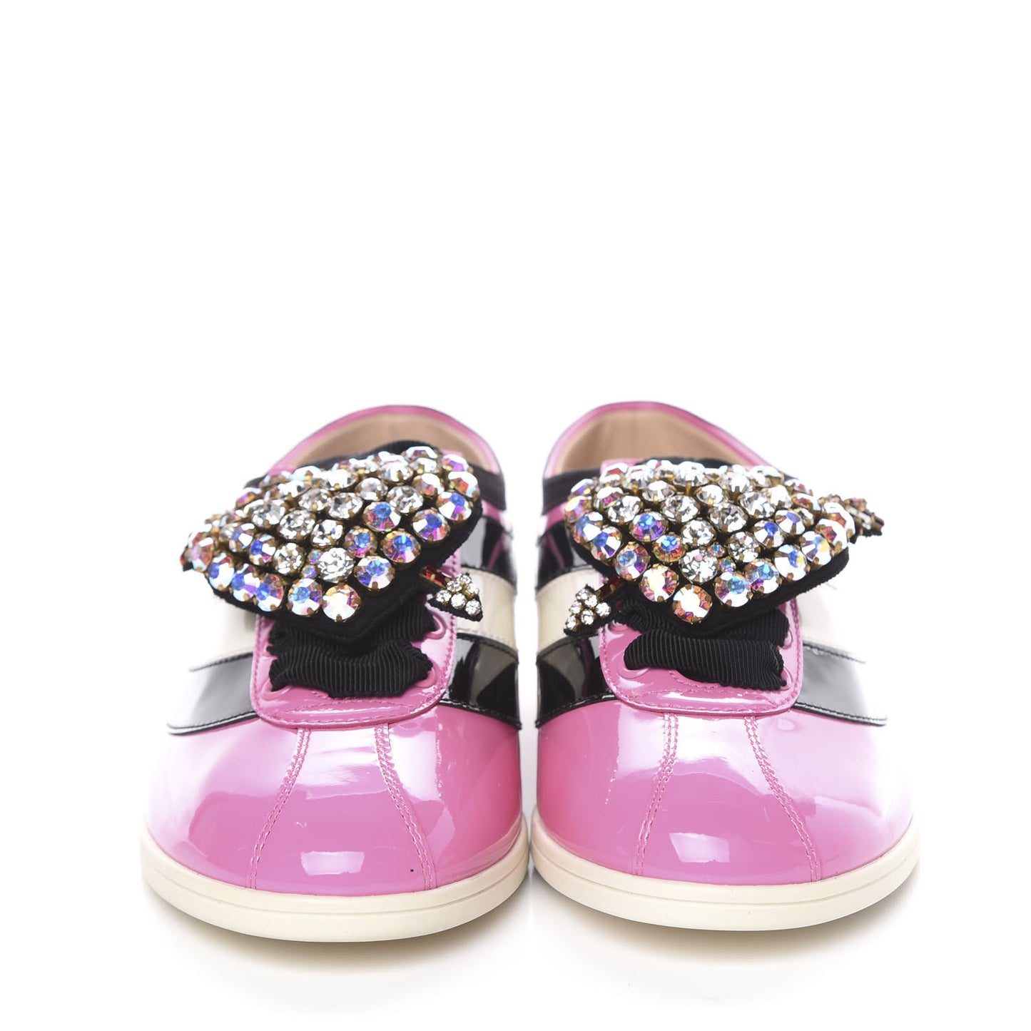 Patent Calfskin Crystal Womens Web Falacer Sneakers 36 Pink