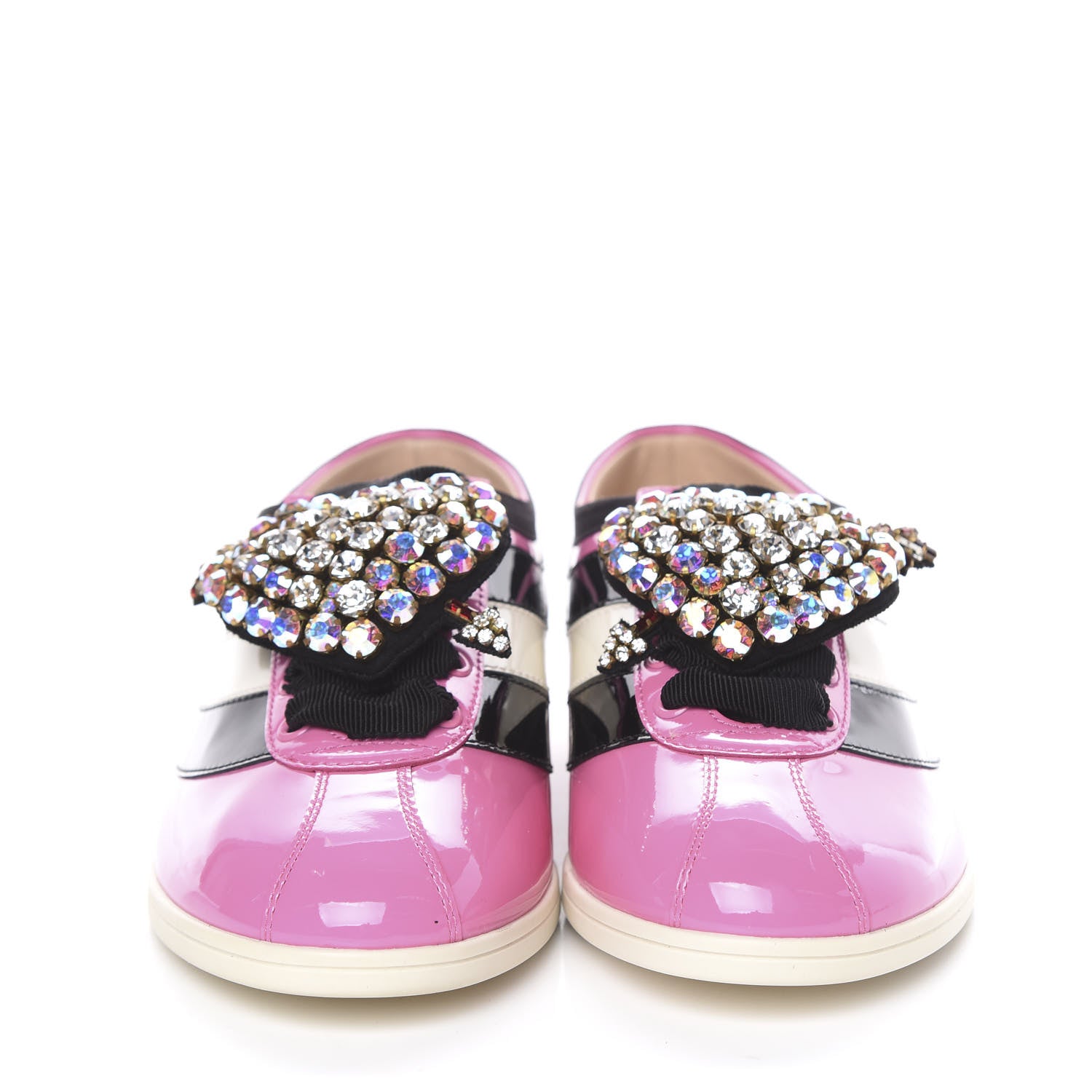 Gucci Patent Calfskin Crystal Womens Web Falacer Sneakers 36 Pink 2 of 11