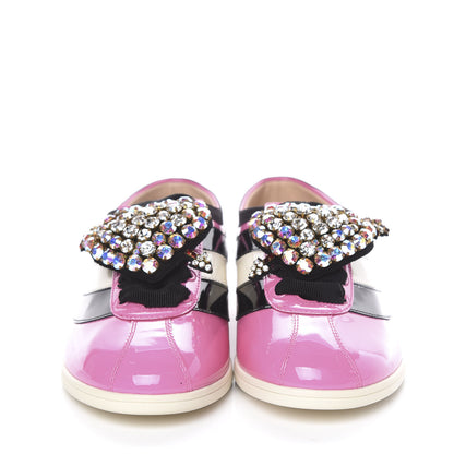 Gucci Patent Calfskin Crystal Womens Web Falacer Sneakers 36 Pink 2 of 11