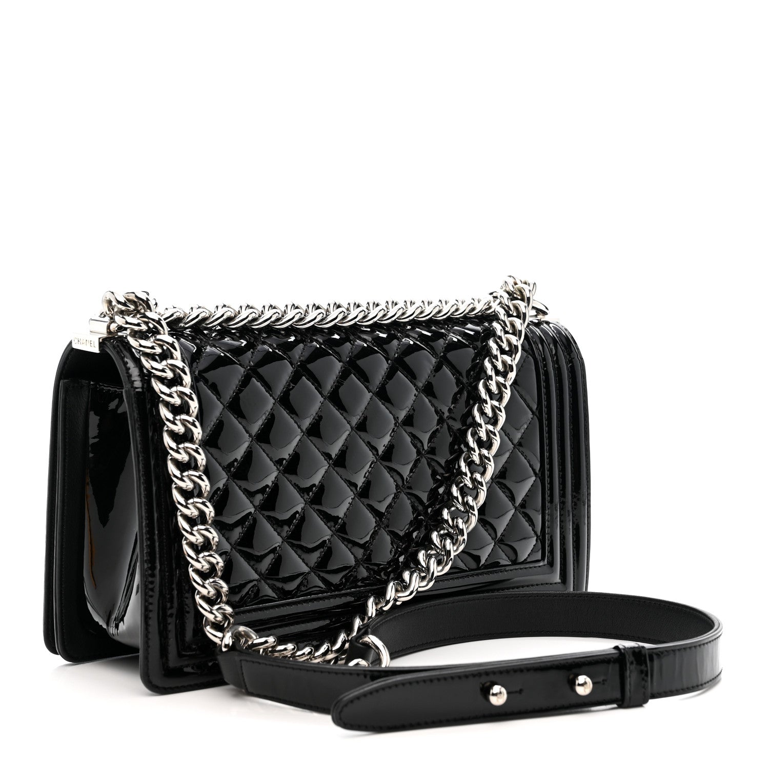 Chanel Patent Calfskin Quilted Medium Plexiglass Boy Flap Black 3 of 11