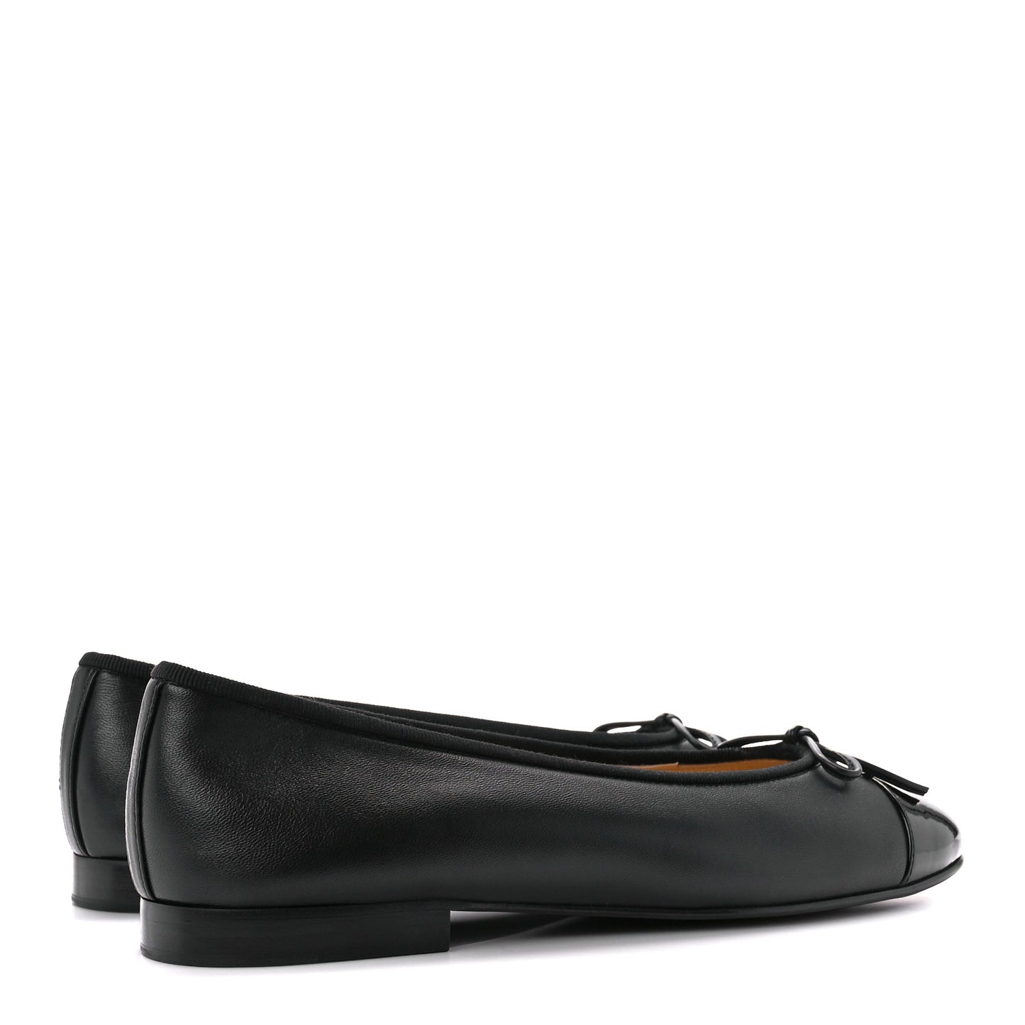 Lambskin Patent CC Cap Toe Ballerina Flats 39 Black