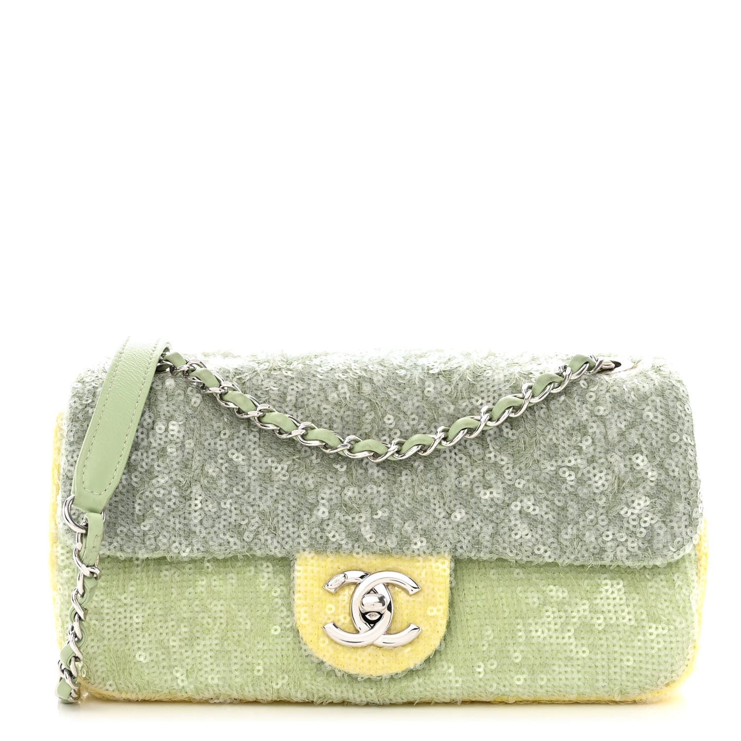 Sequin Waterfall Flap Green Light Green Yellow