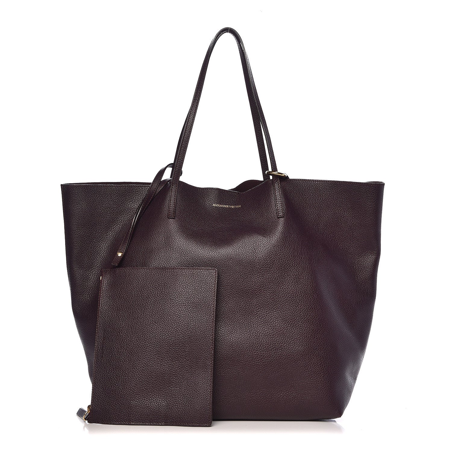 Alexander McQueen Grained Calfskin Skull Open Shopper Tote Dark Purple 1 of 13