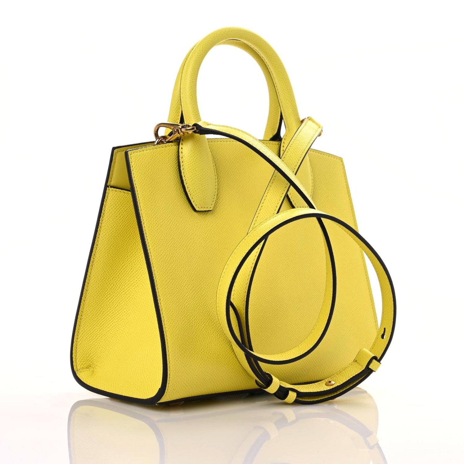 Salvatore Ferragamo Hammered Calfskin The Studio Box Bag Yellow 2 of 8