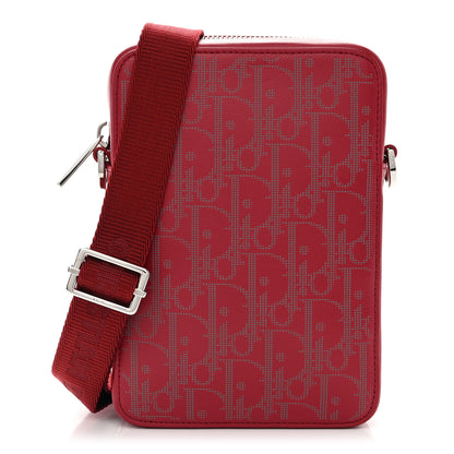 Christian Dior Calfskin Oblique Galaxy Perforated World Tour Messenger Pouch Red White 1 of 10