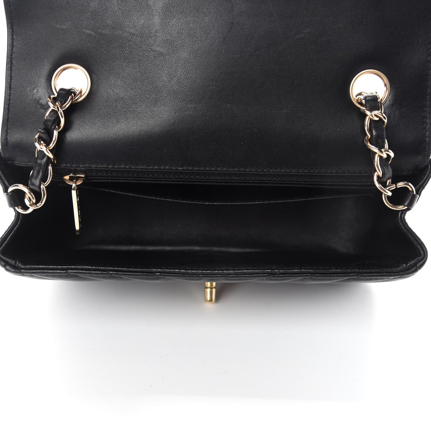 Lambskin Chevron Quilted Mini Rectangular Flap Black