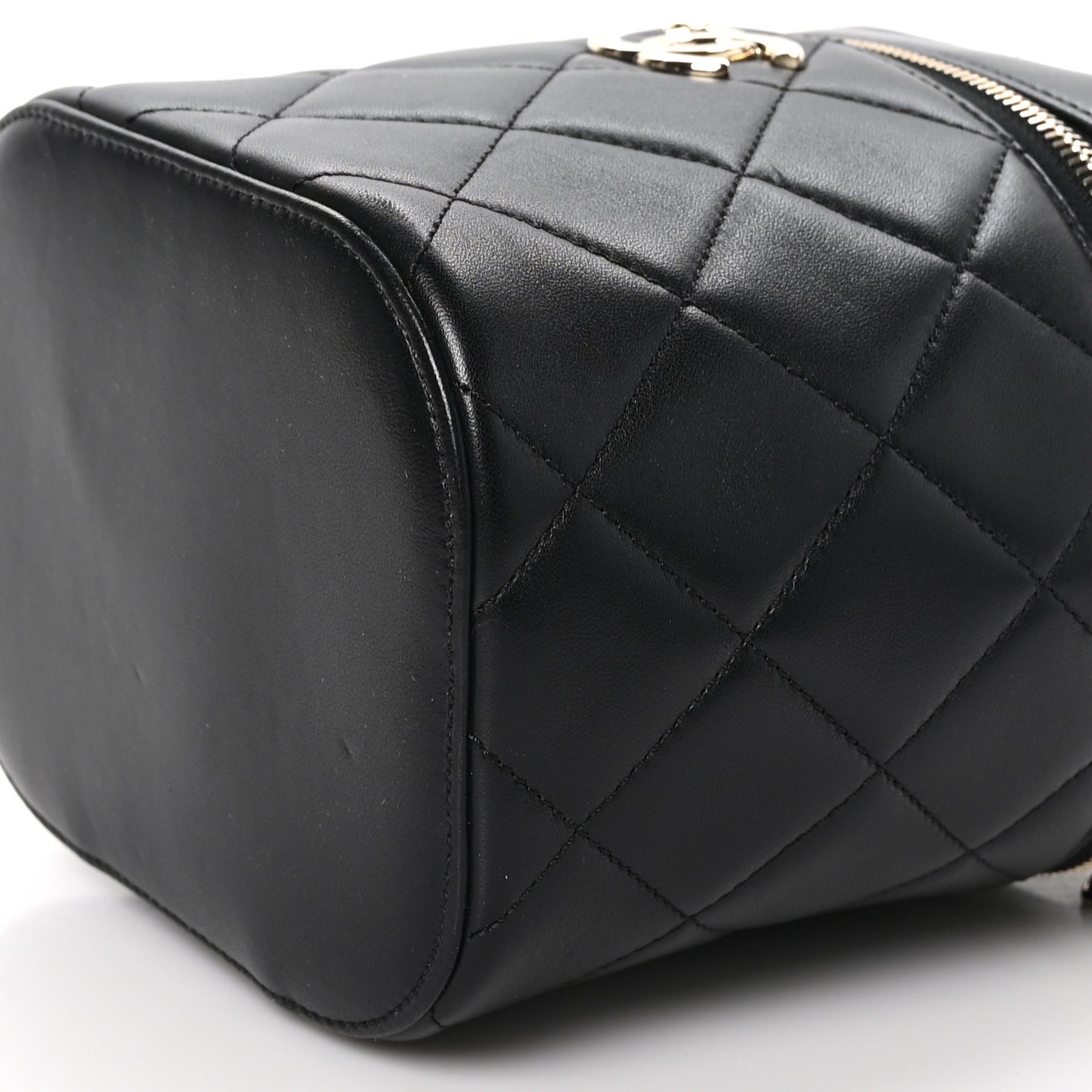 Lambskin Quilted Trendy Vanity Case Black