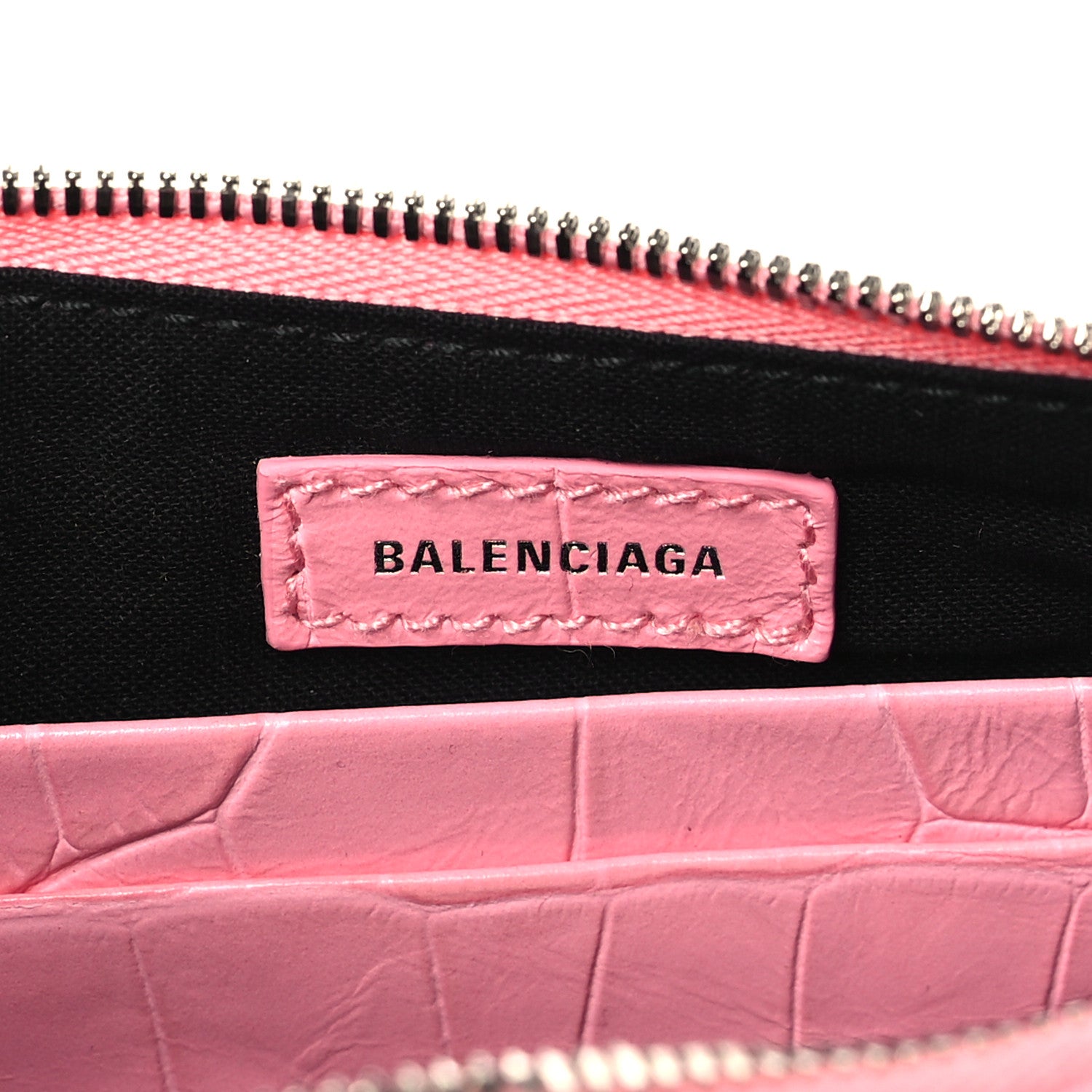 Balenciaga Extra Supple Calfskin Crocodile Embossed Le Cagole Mini Purse With Chain Sweet Pink 6 of 10