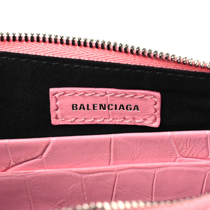 Balenciaga Extra Supple Calfskin Crocodile Embossed Le Cagole Mini Purse With Chain Sweet Pink 6 of 10