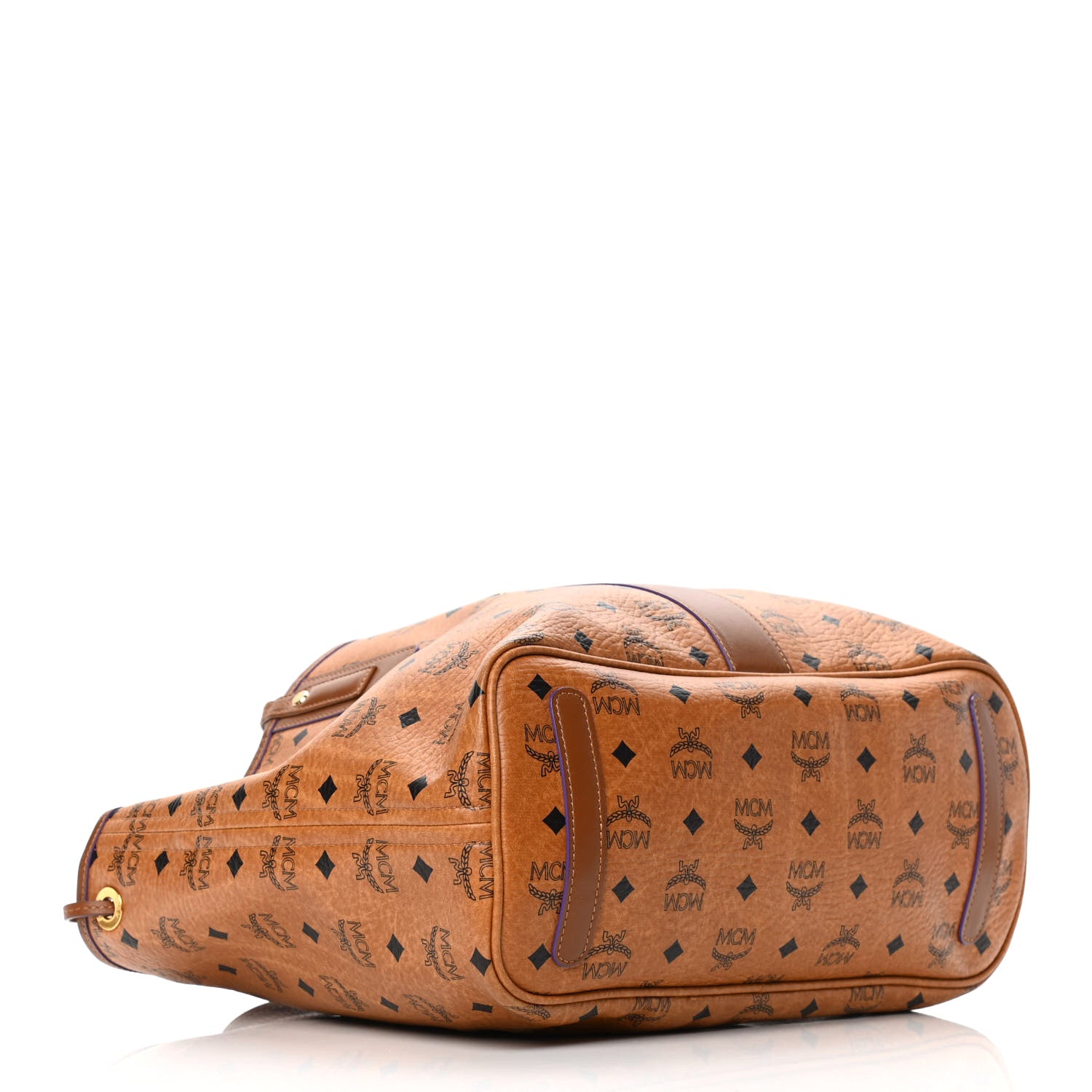 MCM Visetos Medium Liz Reversible Shopper Tote Cognac 4 of 5