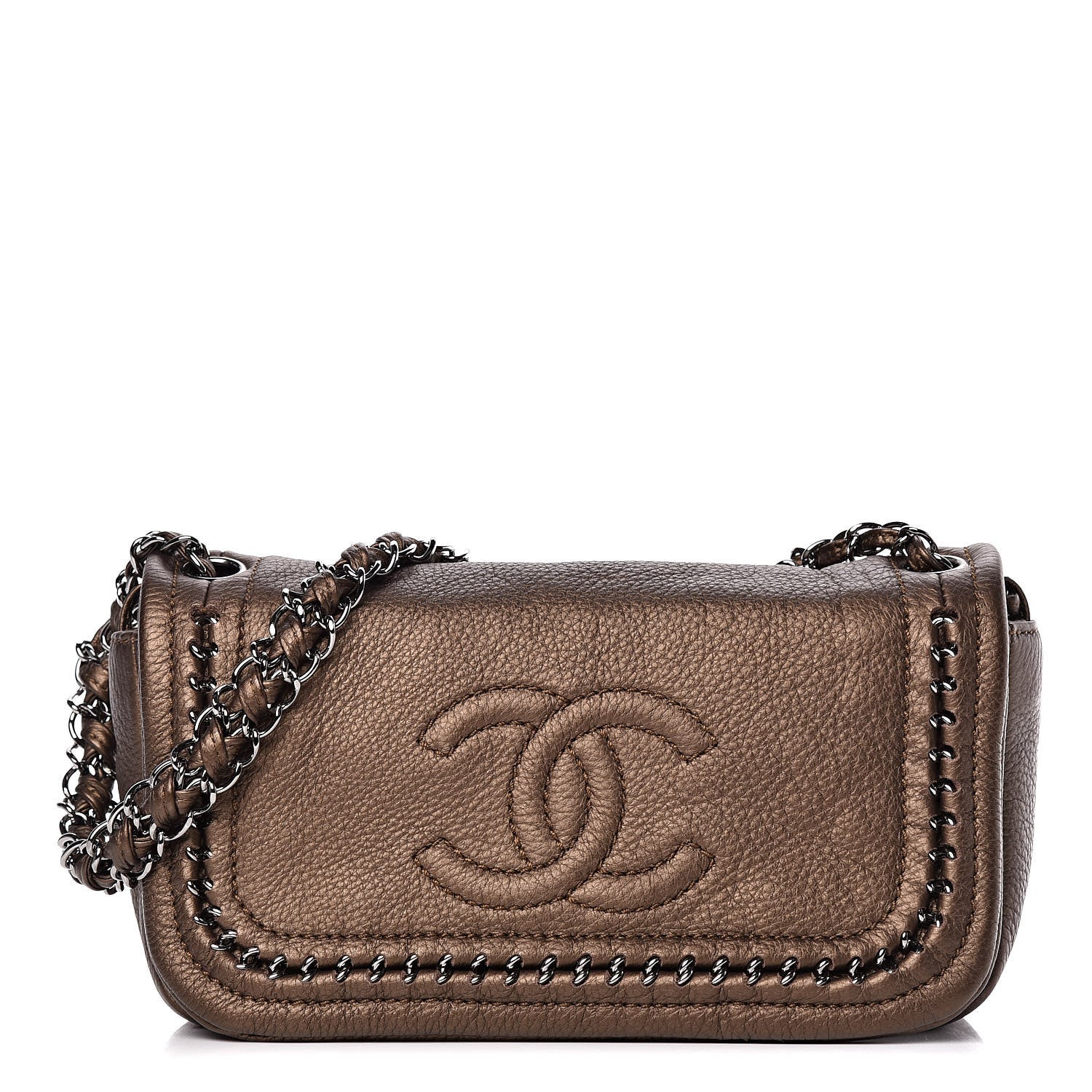 Chanel Metallic Deerskin Small Luxe Ligne Flap Bronze 1 of 9