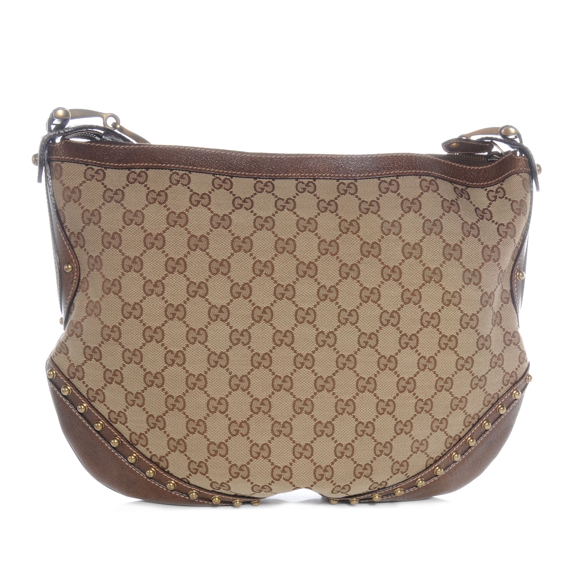 Gucci Monogram Pelham Studded Shoulder Bag Brown 1 of 7