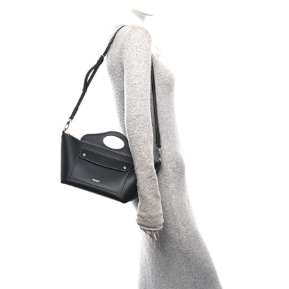 Burberry Soft Calfskin Small Pocket Tote Bag Black 2 of 9