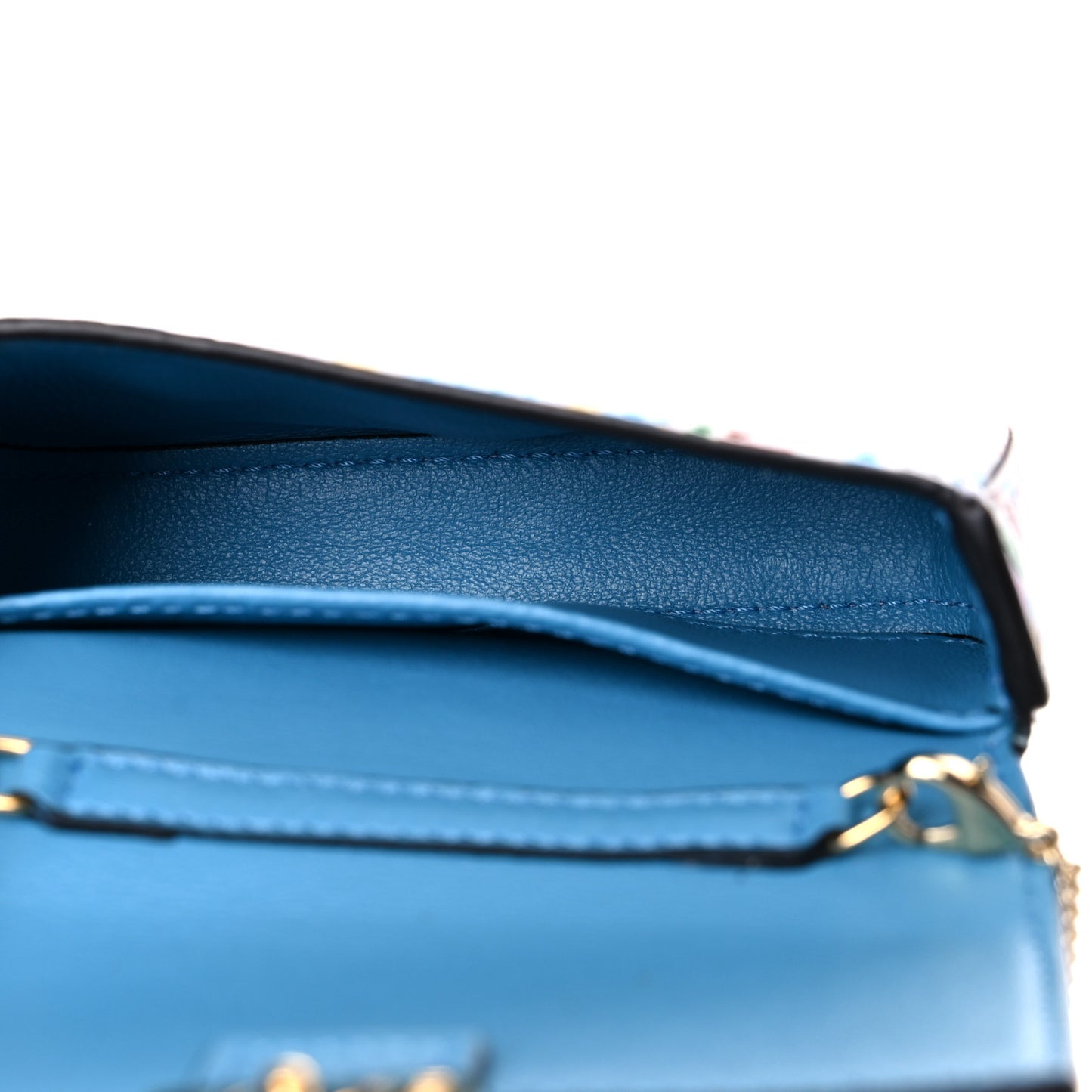 X SARAH COLEMAN Vitello Liberty Ceylon Micro FF Fish Eye Embossed Nano Baguette Charm Multicolor Cyber Blue