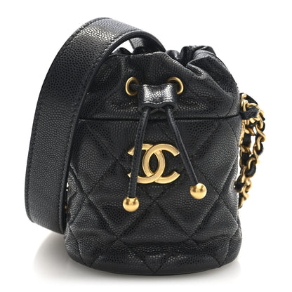 Chanel Caviar Quilted Twist Your Buttons Micro Bucket Bag Black 1 of 10