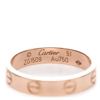 Cartier 18K Pink Gold 3.5mm LOVE Wedding Band Ring 51 5.75 4 of 5