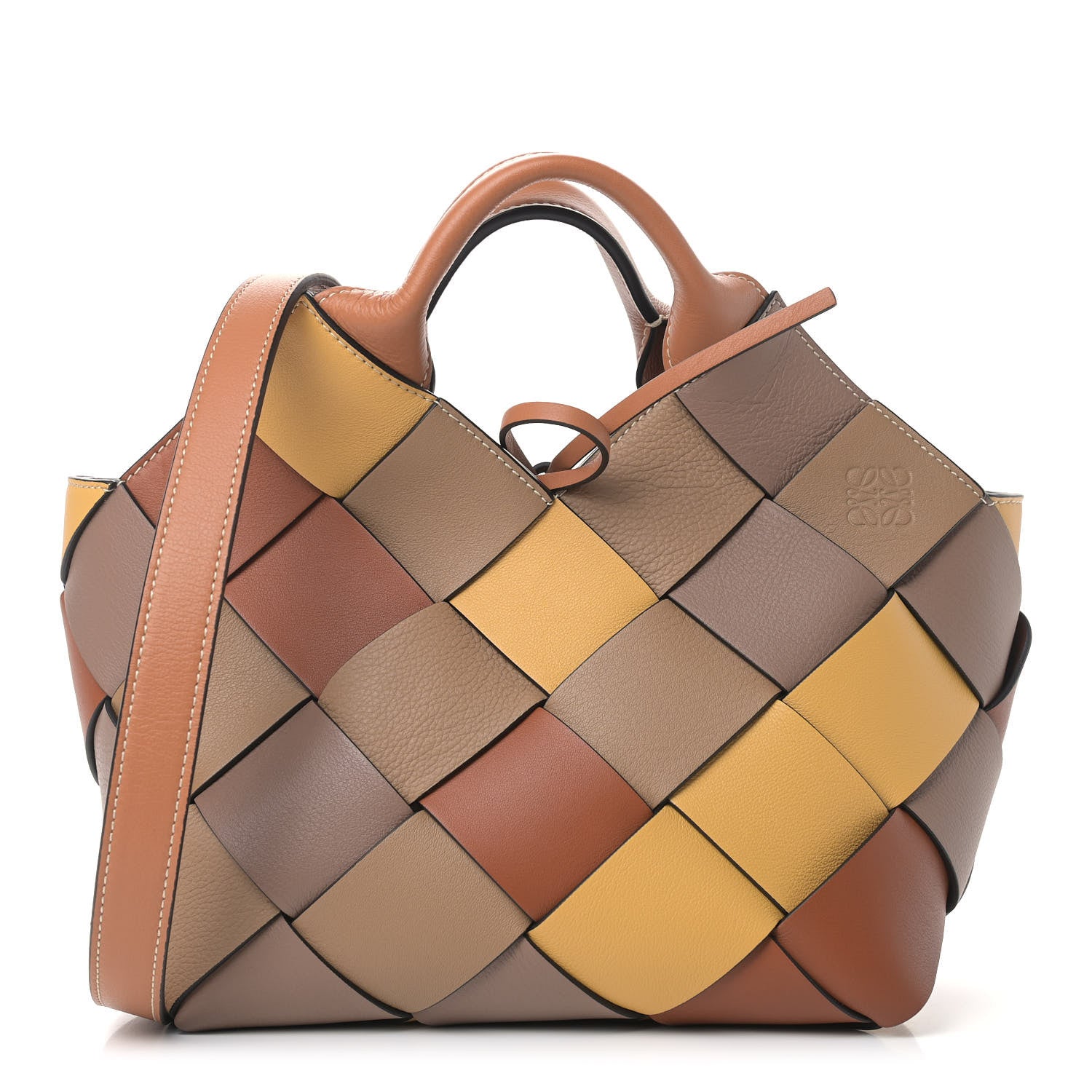 Loewe Calfskin Small Woven Basket Surplus Bag Hazelnut Camel 1 of 9