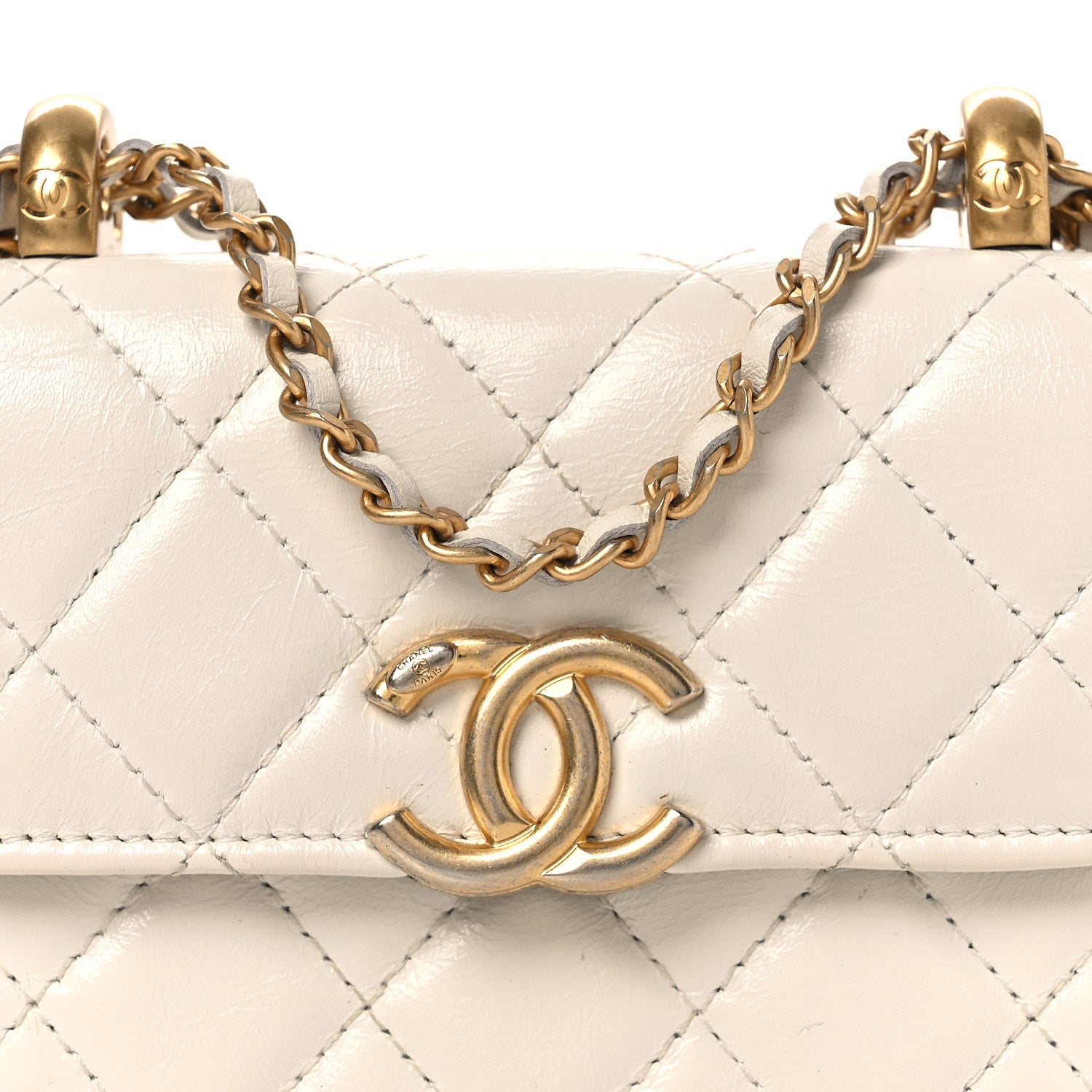 Chanel Calfskin Quilted Perfect Fit Coin Purse With Chain White 9 of 13